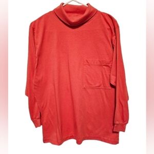 Forenza Vintage Women's Coral 80's / 90's Turtleneck Long Sleeve Tee Size Small